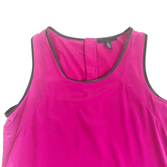Kenneth Cole Tank Women's Size L Magenta Faux Leather Trim Flowy Sleeveless Top - Picture 2 of 10
